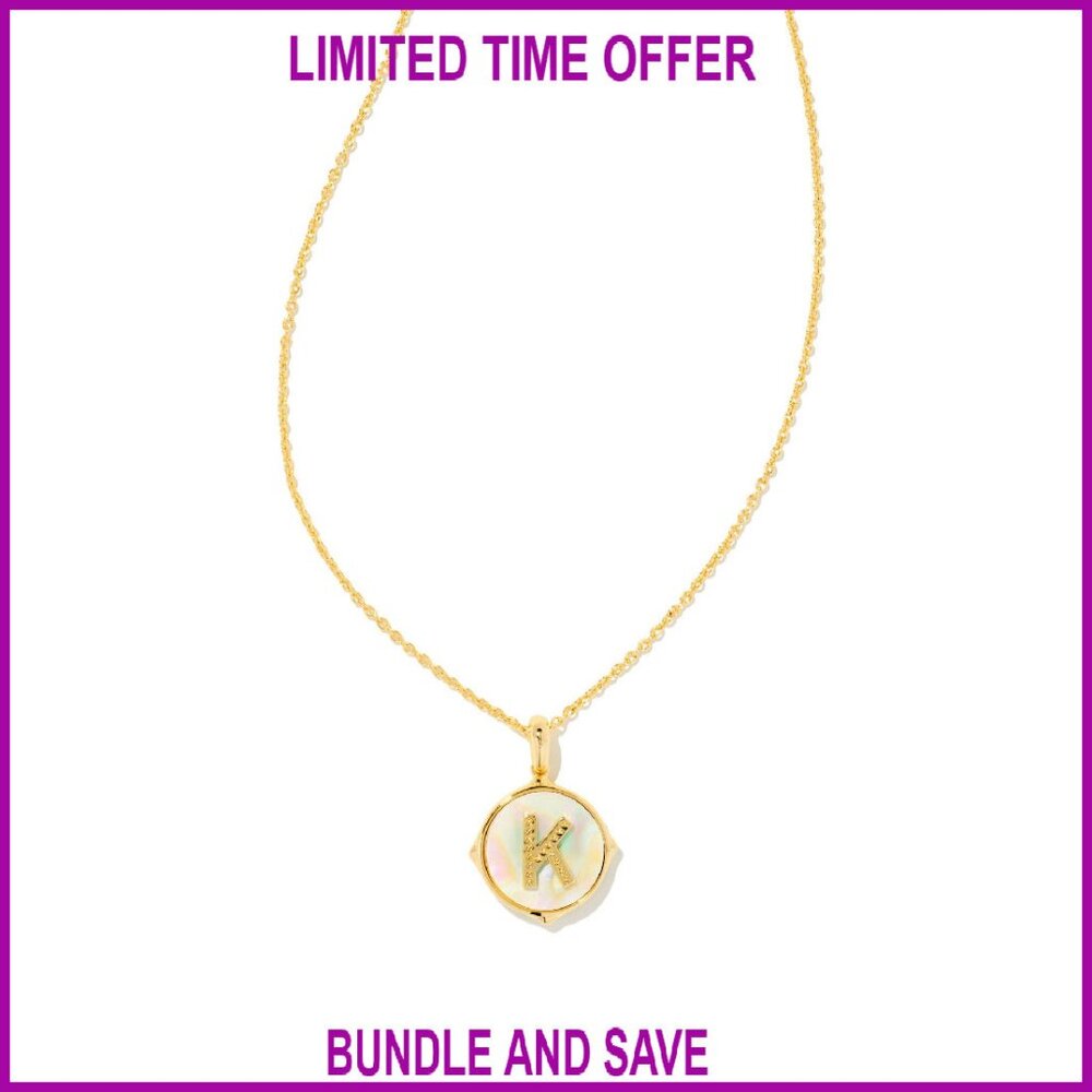 14k Gold-Plated Brass Reversible Letter Pendant Necklace 16" Chain